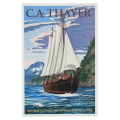 San Francisco Maritime National Hist. Park Postcard - C.A. Thayer Illustration